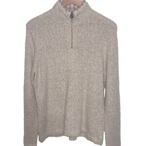 Woolrich Lambswool Sweater Womens Large Ivory 1/4 Zip Lagenlook Cream Ramie